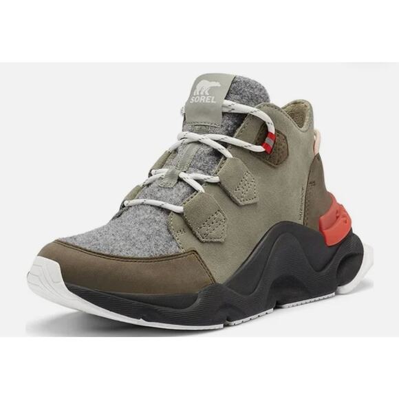 Sorel Women's Kinetic RNEGD Caribou WP Boot, Grey Green/Alpine Tundra Sz 6 - Picture 1 of 11